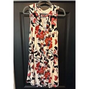 En Creme Dress Size Small Ivory Pink Red Sleeveless Knee Length-Medium‎